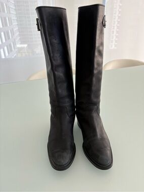 Tod's Black Leather Knee-High Boots